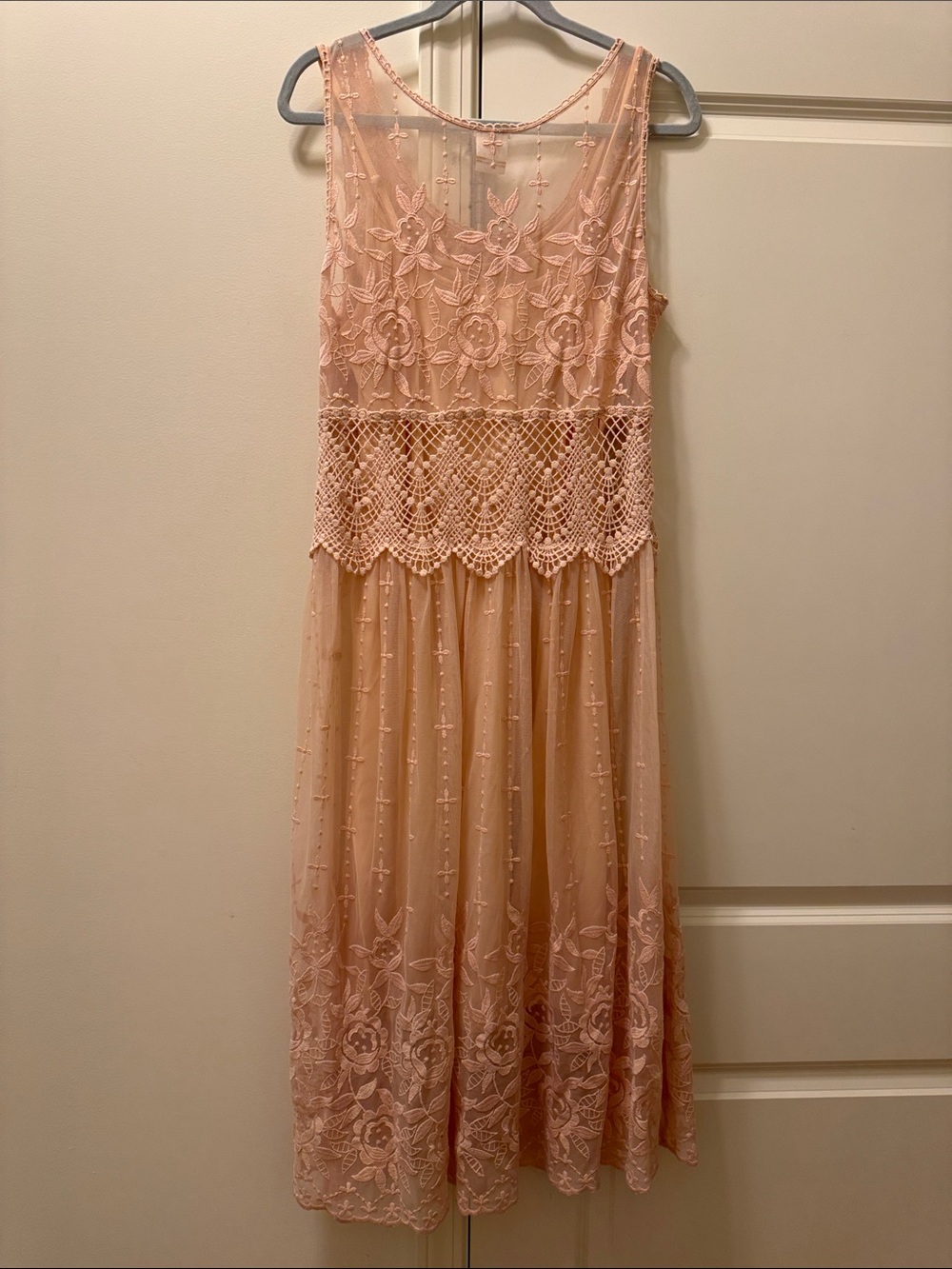Sundance Blush Peach Lace Midi Dress - Picture 6 of 7